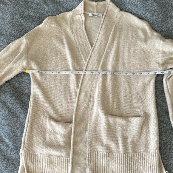 Madewell Long Sleeve Sweater Size Small Cream Color - Open Front with 2 Pockets - Picture 3 of 5